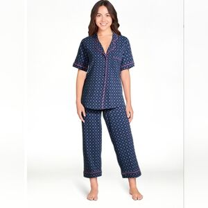 Secret Treasures NEW Navy Blue Geometric Crop Pajama Set - Small (4-6)
